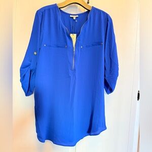 NWT. MPH half zipper front Top size 1X